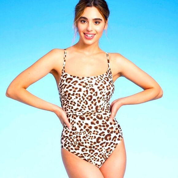 KONA SOL Swim Kona Sol One Piece Leopard Print Medium Coverage Swimsuit - Picture 1 of 4